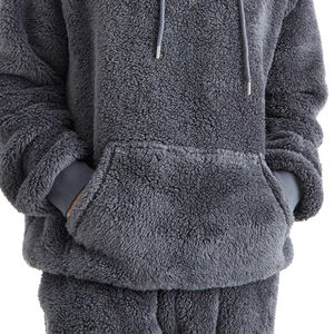 <b>Sherpa</b> Fleece Warm Sweat Suit <b>Hoodie</b> and Sweat Pants Set Winter Fashion Cozy Casual Loungewear Tracksuit for <b>Men</b> Women - Product Image 4