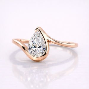 Lab Grown Diamond Solitaire <b>Ring</b> with Pear Cut 14K Gold Elegant and Luxurious - Product Image 4