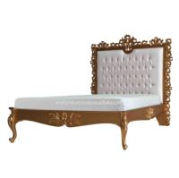 Meubles de chambre à coucher indonésiens anciens, tête de lit en bois massif sculptée à la française de luxe, cadre de lit pour usage domestique