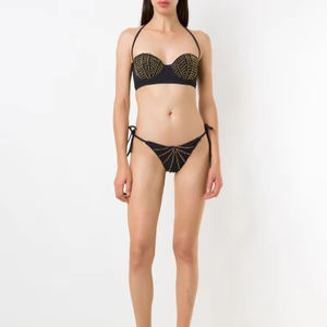 Vêtements de plage une pièce audacieux avec ensemble de bikini perlé prêt-à-porter au design sexy personnalisé avec logo avant pour les sorties - Product Image 1