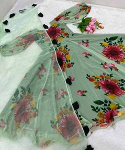 Robe de travail en georgette à impression numérique de fleurs avec Tussle Work Dupatta Party Wear Prix de gros Vêtements ethniques Apparelgarment - Product Image 2