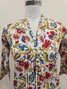 Robe longue en coton indien imprimée à la main, manches longues, style bohème, vêtements pour femmes, qualité supérieure - Product Image 3