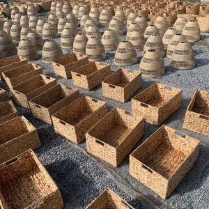 Cesta de almacenamiento de jacinto de agua grande más vendida, manijas tejidas a mano, ropa de lavandería sostenible para el hogar, calidad hecha a mano en caja - Product Image 2