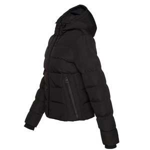 แจ็กเก็ตพองลายผ้าบุนวมสำหรับผู้หญิงแจ็กเก็ตบับเบิ้ลซิปเต็มไซส์พิเศษสีดำระบายอากาศได้ดี - Product Image 2