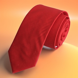 ผ้าป๊อปลินเน็กไทผ้าฝ้ายสีเรียบสีแดง - Product Image 1