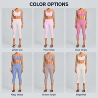 Ensemble de tenue de yoga 2 pièces pour femme, respirant, imprimé rétro, ajusté, col halter, dos en V, haute élasticité, pour entraînement fitness