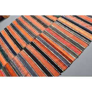 พรม4.9x10.2ft วิสคอสขนสัตว์แนวชนบทสีเขียวส้มแบบแฮนด์เมดแนววินเทจผ้าเย็บปะติดปะต่อกันดีไซน์ตุรกีสำหรับห้องนั่งเล่นห้องโถงสี่เหลี่ยมผืนผ้า - Product Image 5