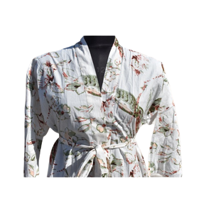 Kimono Albornoz de algodón para mujer Verano Frente abierto Ropa de dormir Bata Vestido de playa - Product Image 3