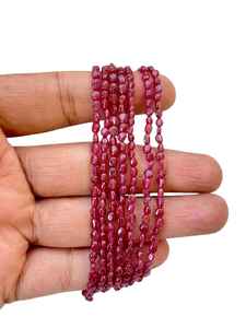 Cuentas ovaladas lisas de rubí natural, hebra de piedras preciosas sueltas para hacer joyas, collares, pulseras, venta al por mayor, suministro de joyería de la India - Product Image 2