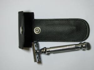 Rasoir de sécurité à double lame argenté pour hommes, pour le rasage du visage et du corps, style perche de barbier - Product Image 6