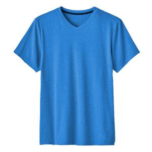 T-shirt unisexe décontracté à col en V, anti-rides, écologique, en jersey simple 160 GSM, poids du tissu 180 grammes, vierge, vente en gros - Product Image 1