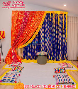 Ceremonia de Haldi, telón de fondo de escenario de boda, telón de fondo de escenario de boda de lujo, decoración de cortina, cortina lisa con cortinas para nosotros - Product Image 6