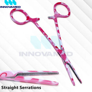 คีมหนีบห้ามเลือด5.5แบบตรงมีรอยหยักรูปหัวใจสีชมพูใช้ซ้ำได้เครื่องมือผ่าตัดด้วยมือมีการสนับสนุนทางออนไลน์ - Product Image 3