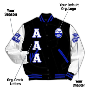 Custom Chapter Varsity <b>Jacket</b> Phi|Beta|Sigma <b>White</b> Sleeve 19|14 Fraternity <b>Jacket</b> - Product Image 1