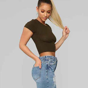 Camiseta corta vintage de alta calidad para mujer, ropa deportiva de verano personalizada con mangas cortas, respetuosa con el medio ambiente - Product Image 2