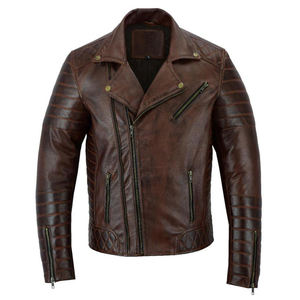 Nouvelle arrivée 2025 Veste en cuir véritable pour homme Coupe classique Style streetwear Logo avant pour l'hiver Prix de gros raisonnables - Product Image 4