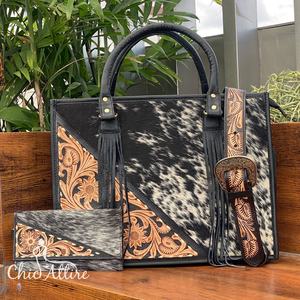 2025กระเป๋าโท้ทหนังวัวแท้คุณภาพสูงเป็นเครื่องมือมือและกระเป๋าสตางค์แบบมีสายรัดข้อมือชุดเซตคอมโบ2ชิ้นสำหรับผู้หญิง - Product Image 1