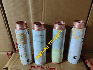 Instant Traders Pure Copper <b>Water</b> <b>Bottle</b> in Gold Printed Patterns Plain Design for Storage & Drinking, 800 ML - Product Image 3