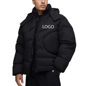 Chaqueta de Plumón para Hombre, Diseño ODM, Doble Cara, Súper Gruesa, Negra Brillante, Plegable, con Múltiples Bolsillos Laterales, Ropa Práctica y Abrigada para Invierno - Product Image 1