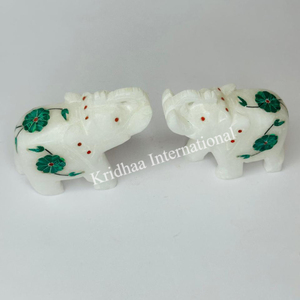 Statues d'éléphant en marbre fabriquées à la main de haute qualité meilleur prix décor à la maison haut de gamme Art déco Design cadeau article Animal fait à la main - Product Image 1