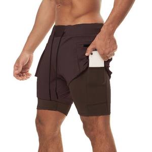 Pantalones cortos de hombre personalizados OEM pantalones cortos de doble capa para correr con bolsillos algodón poliéster verano Streetwear pantalones cortos de hombre para la venta - Product Image 6