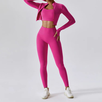 Chaqueta ajustada con cremallera completa, conjunto de Yoga de 3 piezas para mujer, la mejor sensación, deporte atlético, entrenamiento físico, ropa deportiva para correr