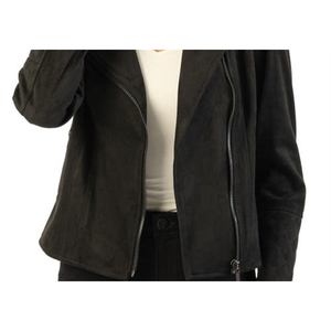 Kut From Kloth Women's Black Moto <b>Jacket</b> Faux Suede <b>Quilted</b> Satin Custom Logo Solid <b>Pattern</b> Size X-Large for Autumn Outerwear - Product Image 3