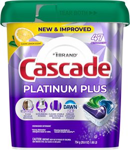 Cascade Platinum Plus Dishwasher Pods, Dishwasher <b>Detergent</b>, Dish <b>Detergent</b> Soap, Lemon, 47 Count - Product Image 6