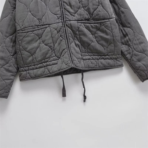 2025 automne nouveau produit mode décontracté femmes col montant à manches longues poche ample décoration coton manteau - Product Image 4