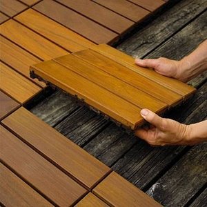 Modern Design Acacia <b>Hardwood</b> 4-<b>Slat</b> Wooden Parquet Decking Smooth Composite Patio & Outdoor Balcony Flooring Waterproof - Product Image 4