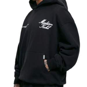 Time Flies Sweat à capuche surdimensionné OTH Noir Polaire en coton épais Coupe décontractée Streetwear Capuche à double doublure Vêtements de luxe modernes - Product Image 6