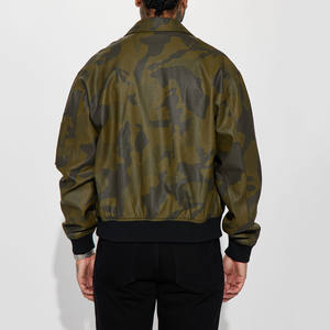 Chaqueta de Cuero de Lona Sólida Extra Grande Personalizada de Alta Calidad para Hombre, Estilo Vintage, Chaqueta Bomber con Logotipo Frontal, Cierre de Cremallera, Ajuste Holgado, Invierno - Product Image 2