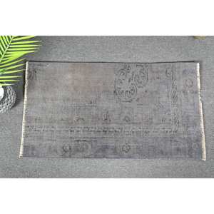 Alfombra turca Vintage moderna de 1,6x2,9 pies, gris, área grande, patrón de retazos 3D, Material de lana, respaldo de látex para sala de estar, pasillo - Product Image 1