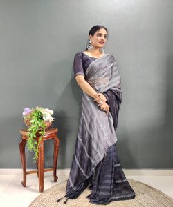 Sari Silk prêt à porter vêtements de mariage de fête indiens en prix de gros broderie traditionnelle travail banarasi khadi - Product Image 6