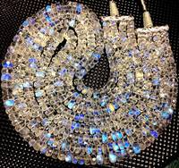 Perles de pierre de lune bleue naturelle de qualité AAA+, rondes, brillantes, à facettes, de haute qualité, Mehrajudin Gems