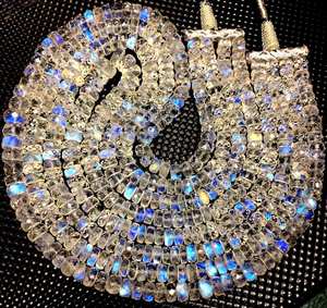 Cuentas de Piedra Lunar Azul Natural Grado AAA+ con Corte Facetado Rondelado Brillante Efecto Fuego Azul, Piedra de Alta Calidad para Cuentas de Bolígrafos, Tercera Parte - Product Image 1