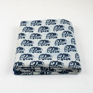 Dernière collection de tissus en coton imprimé éléphant indigo, faits main et fabriqués à la main, pour la couture, le quilting et l'artisanat - Product Image 1