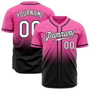 Camiseta de béisbol personalizada, ropa de equipo personalizada, rosa, blanca y negra, auténtica decoloración, superventas - Product Image 1
