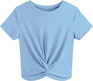 Tops cortos a cuadros de algodón 100% para mujer para verano tela de punto ecológica transpirable de secado rápido con decoración de agujeros - Product Image 1