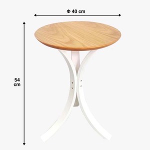 Table d'appoint moderne pour salon avec plateau en contreplaqué de chêne et pieds en bois peints en blanc KTB68012 - Product Image 3