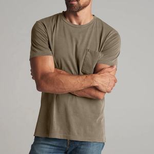 Camisetas de Algodón Orgánico para Hombre, Camiseta de Manga Corta con Cuello Redondo, Camisetas con Bolsillo para Hombre, Camiseta Personalizada, Talla Grande - Product Image 4