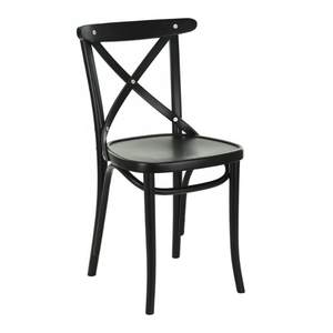 Silla de Comedor Negra con Respaldo Cruzado, Silla de Comedor Minimalista de Madera para Cafeterías, Restaurantes e Interiores Modernos - Product Image 1