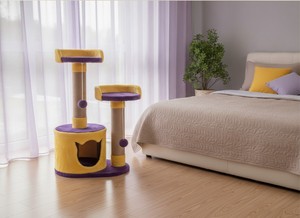 Árbol para Gatos Amistar Purple Dream Classic de Yute de 3 Niveles, Ecológico y Duradero, para Interiores - Product Image 3