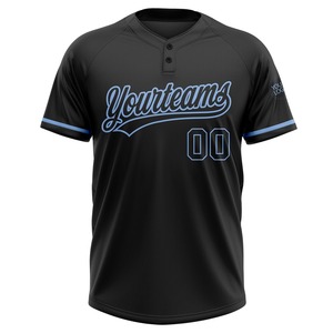 Venta al por mayor de fábrica, Jersey personalizado de softbol para jóvenes y adultos, totalmente personalizado, negro, negro, azul claro, dos botones, Jersey de softbol Unisex - Product Image 2