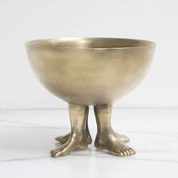 Beau bol de piédestal de nombreuses jambes fabriqué à la main en aluminium pur matériau de moulage bol antique en laiton