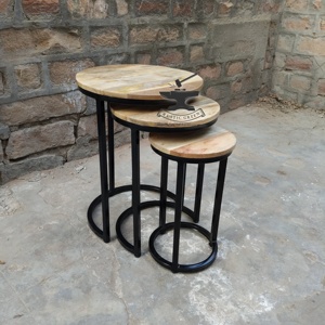 Rắn xoài gỗ làm tổ Bàn cà phê di động thiết lập của ba cho phòng khách - Product Image 2