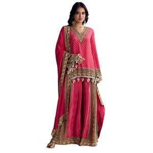 Conjunto de Palazzo estampado rosa con Dupatta, venta al por mayor, fábrica de Ropa Étnica OEM, proveedor a granel, fabricante de moda personalizado - Product Image 1