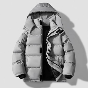 Veste matelassée d'hiver à la mode coréenne pour hommes Parka en coton épais rembourré Capuche coupe-vent Style toile décontractée Techniques lavées à l'avant - Product Image 4