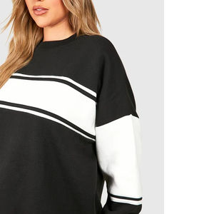 Sudadera de mujer ecológica de algodón 100% de peso pesado de gran tamaño con bloque de color, sudaderas con capucha con logotipo personalizado de Invierno para mujer - Product Image 4