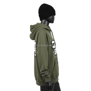 Premium 340 GSM algodón poliéster polar mujer Sudadera con capucha verde oliva cremallera completa logotipo personalizado pantalla impresión estilo mujer básica Sudadera con capucha - Product Image 3